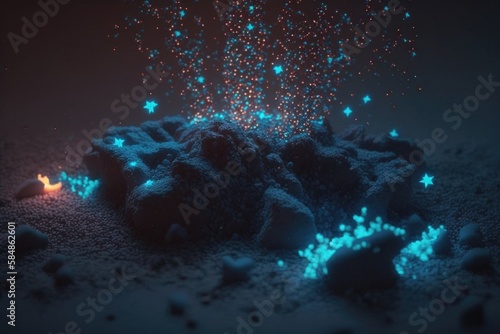 A Glowing Star Filled Sky With Stars Coming Out Of It's Center Deep Sea Trench Animation Motion Graphics Generative AI  photo