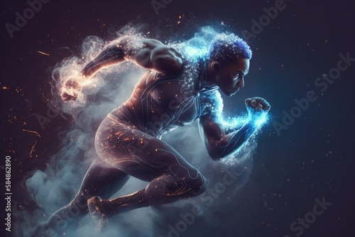 A Man Running With A Glowing Body And Head In The Air Power Plant Sports Photography Action Photography