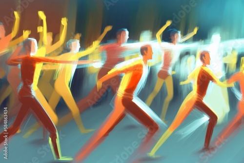 A Group Of People Are Running In A Blurry Photo Of A Street Nightclub Animation Performance Management Generative AI 