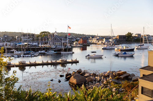 Coast summer landscape Harbor boats  Rockport, Massachusetts  
 photo