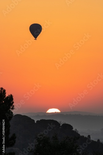 hot air balloon on sunrise