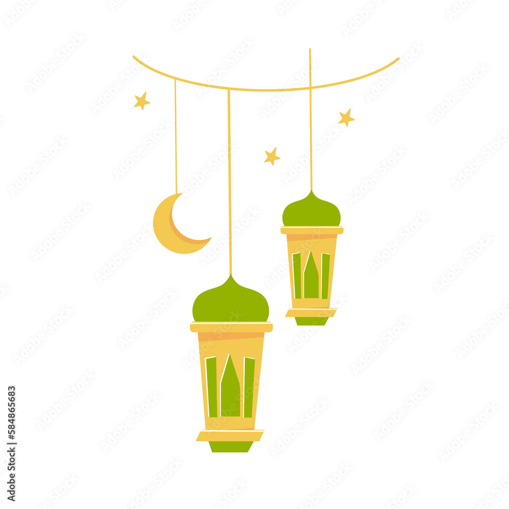 Hanging Islamic lantern transparent background, ramadan illustration, Islamic design