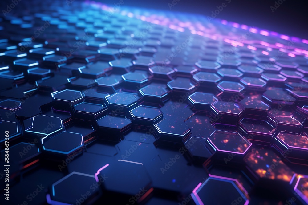 Futuristic tech abstract background featuring a hexagonal grid ...