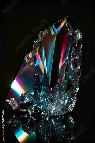 Fotografia Carnival glass crystal shard shining with a brig