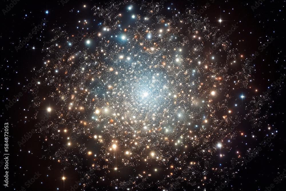 Cluster of stars. Fantasy galaxy generative AI background