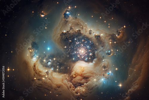 Cluster of stars. Fantasy galaxy generative AI background