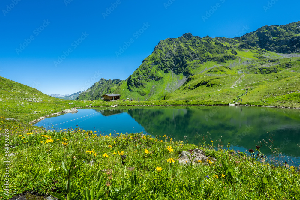 Lake in the Hochjoch, in the Montafon Valley, State of Vorarlberg.