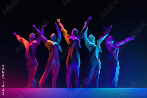 A Group Of People Standing Next To Each Other In Front Of A Black Background Nightclub Animation Motion Graphics Generative AI 