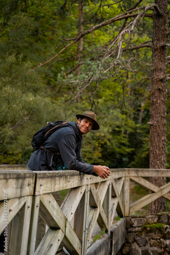 Man in nature bridge Man in nature bridge
