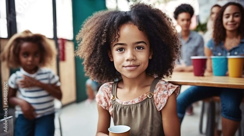 toddler, girl in kindergarten or elementary school. Generative AI