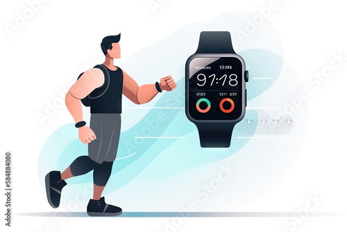 A Man Running With A Smart Watch On His Wrist And A Watch On His Arm Fitness Center Animation Smart Watches Generative AI 