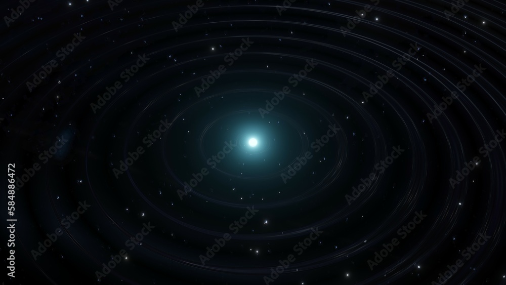Fototapeta premium 青く光天体から出る電波のイメージ画像