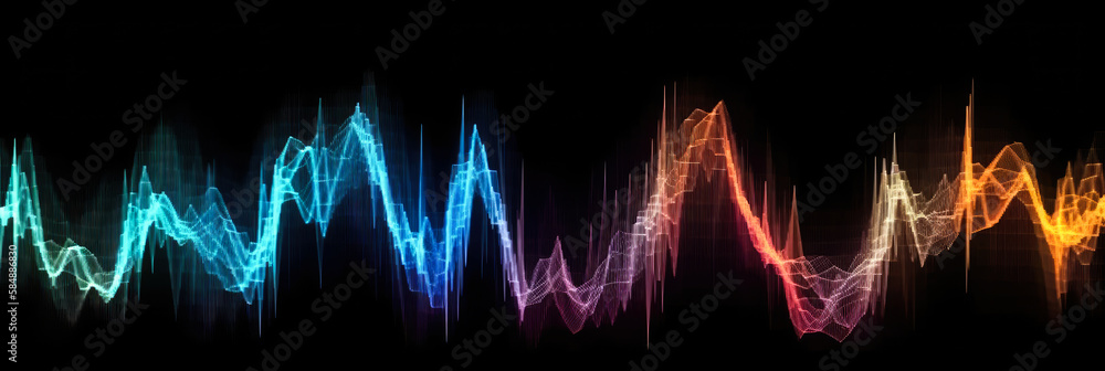 colorful abstract particle soundwave or voice pattern background, generative ai