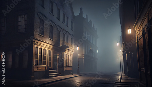 Night falls on the old city  quiet streets  generative AI