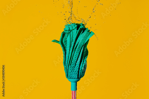 microfiber mop spilling water photo