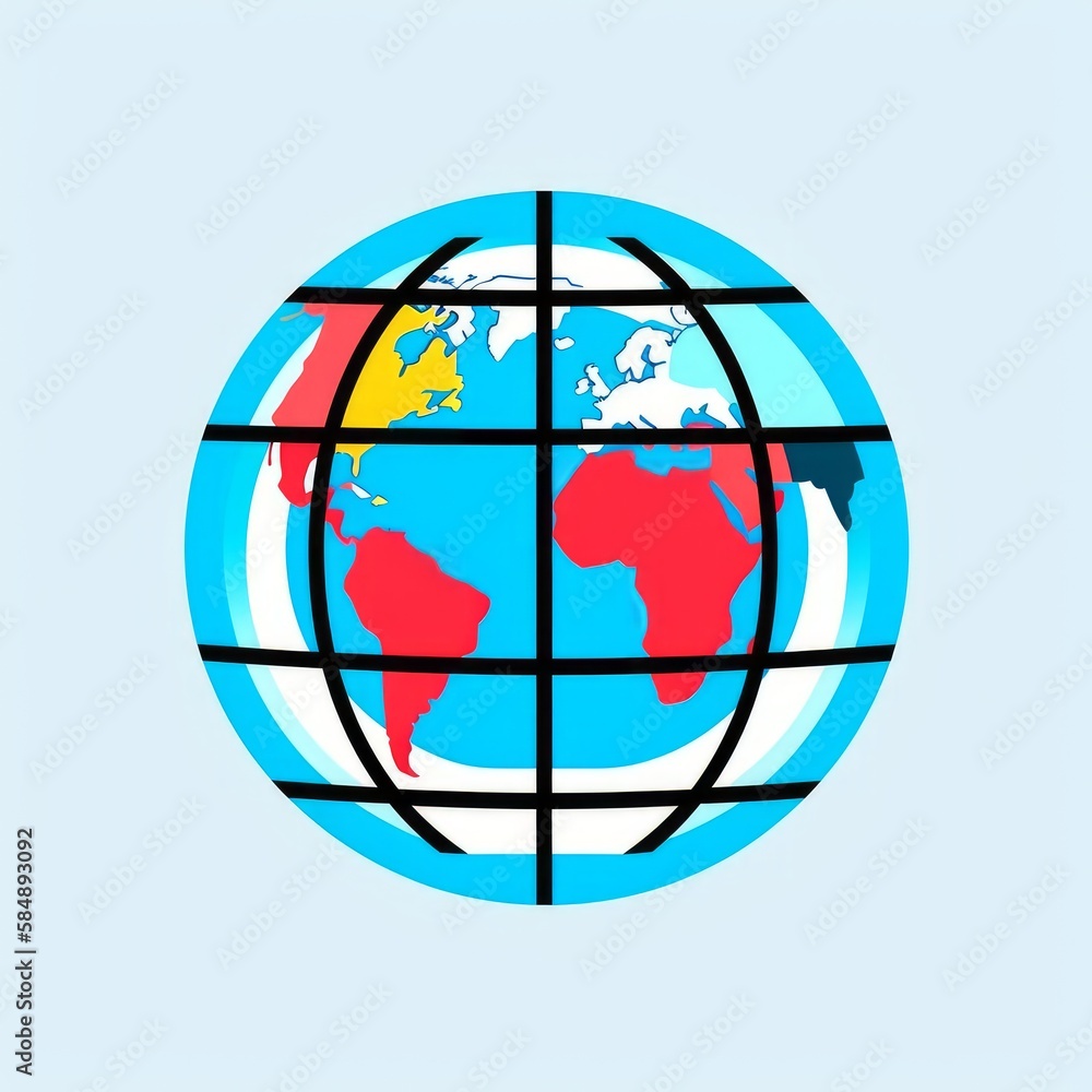 An illustration of a simple icon of the world, global business and communication. Generative AI. An illustration of a simple icon of the world, global business and communication. Generative AI.