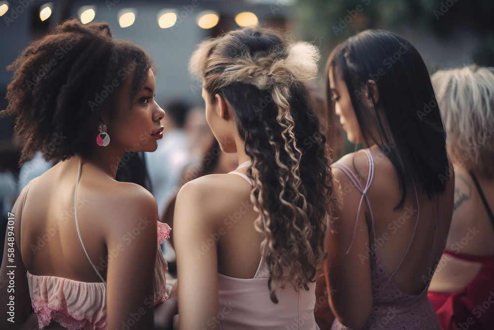 a group of young girls at a party. generative AI a group of young girls at a party. generative AI