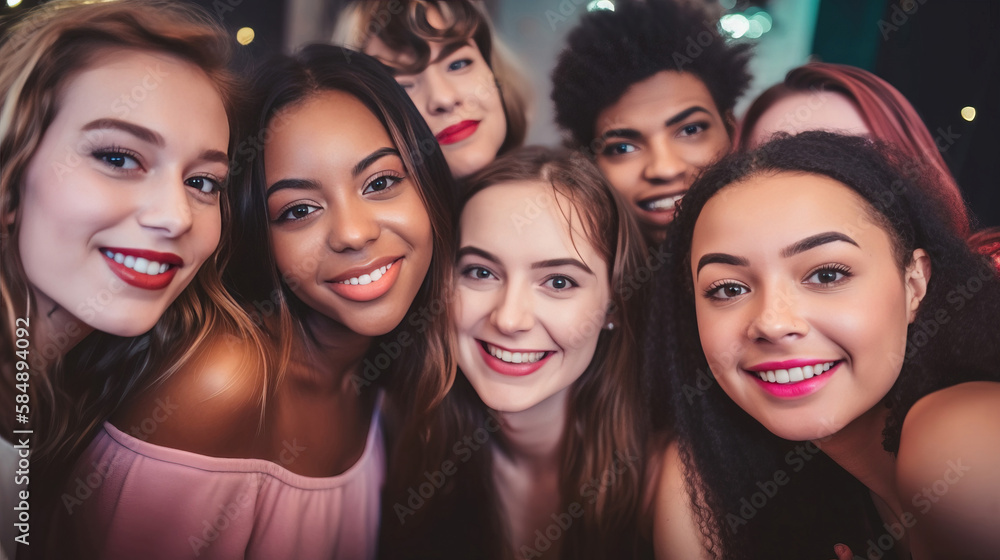 Portrait of cute friends girlfriends. generative AI Portrait of cute friends girlfriends. generative AI