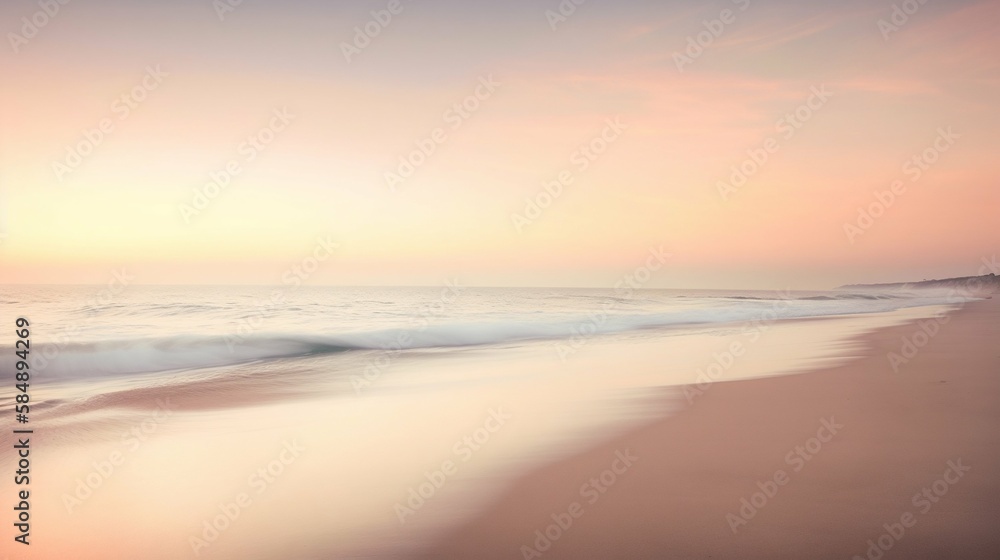 Sea beach at sunrise. Generative AI