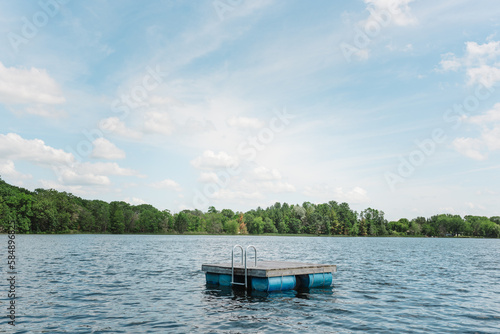 Floating pontoon on a lake photo