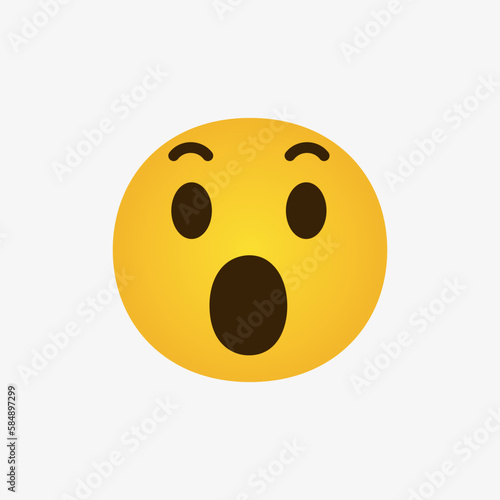 surprised emoji face. shocked wow emoticon with open mouth , cute smiley emoticons fellings wonder and amazing