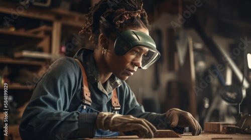 Beauty in Woodworking: Capturing the Woman Carpenter's Craftsmanship, GENERATIVE AI