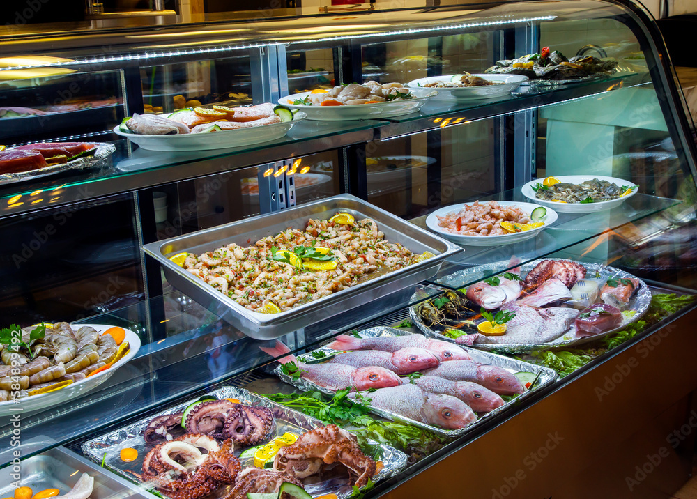 Fototapeta premium Fresh Food in Market Freezer