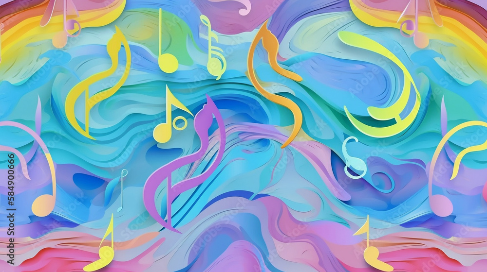 Abstract colorful background with musical notes