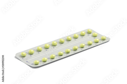 Blister of oral contraception pills isolated on white