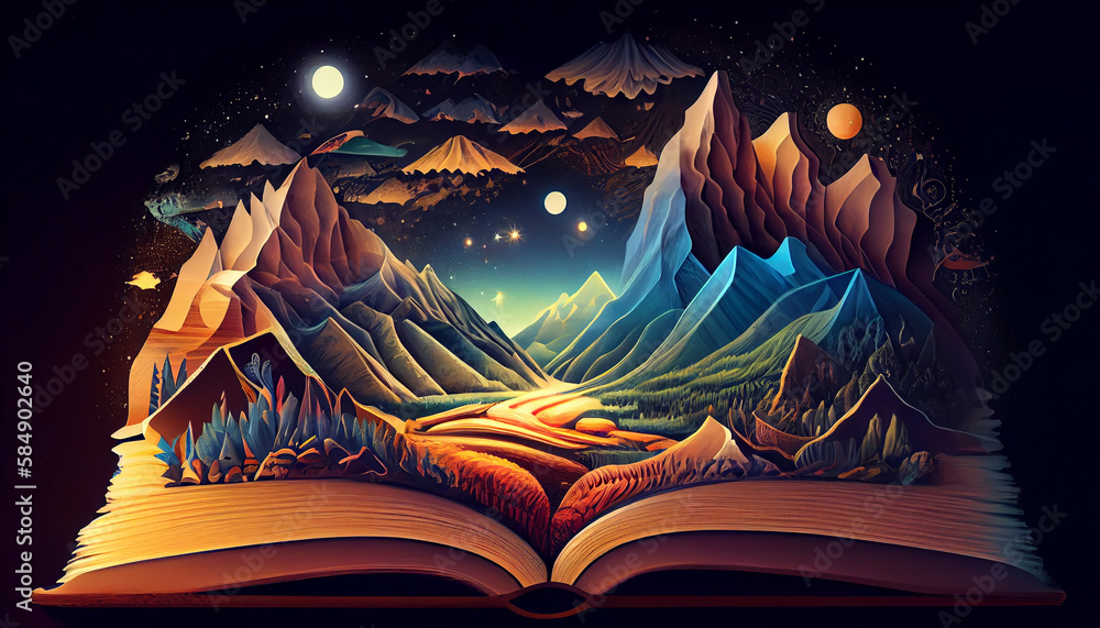 Naklejka premium Night adventure with fairy and glowing object ,generative AI