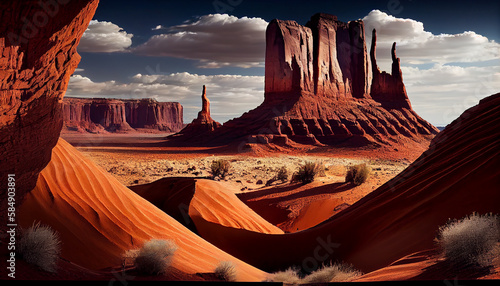desert extreme terrain sunset scene ,generative AI