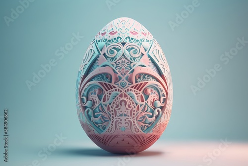 Giant Pastel Easter Egg with Intricate Patterns - 3D Rendering look  Generative AI 