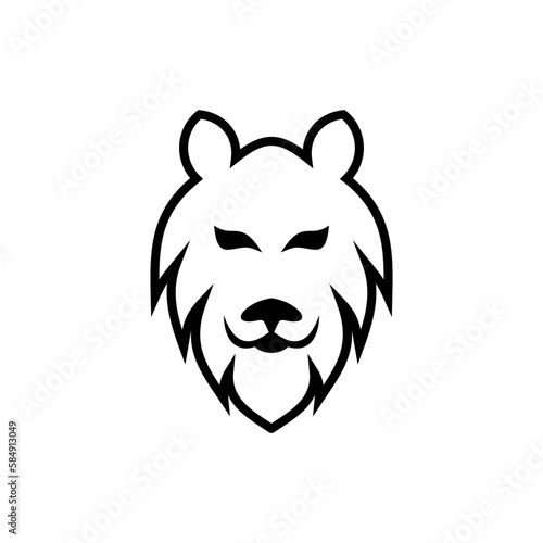 wolf head line art logo design in black color
