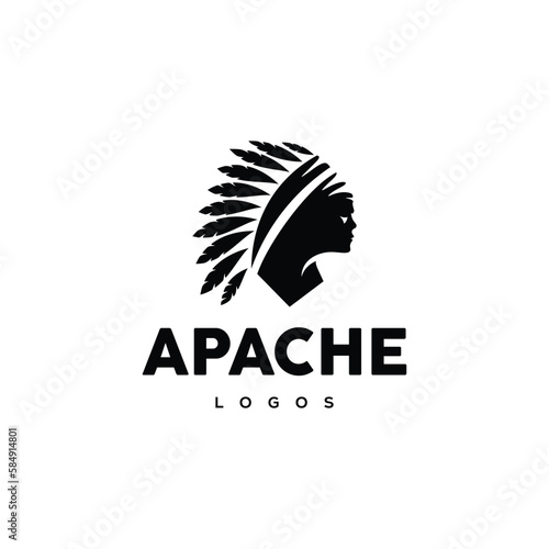 Apache Indian tribal mascot logo design character
