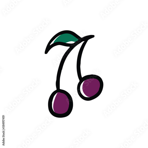 multicolored doodle fruits on white background
