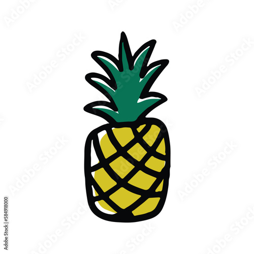 multicolored doodle fruits on white background