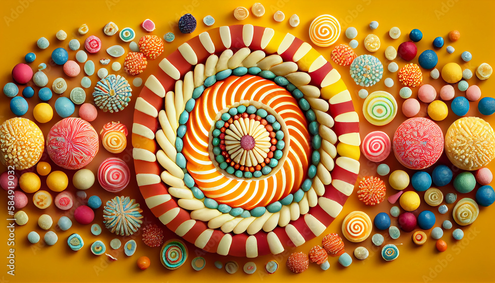 Multi colored abstract circle design on vibrant backdrop ,generative AI