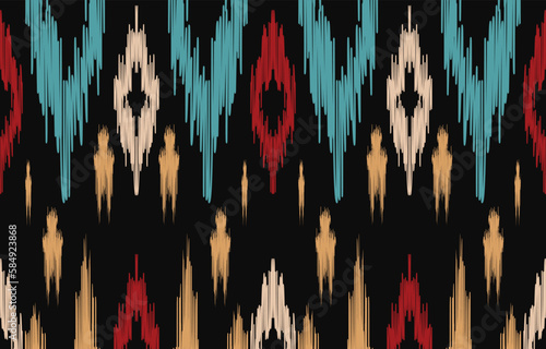 Ethnic abstract ikat art. Fabric Morocco, geometric ethnic pattern seamless color oriental. Background, Design for fabric, curtain, carpet, wallpaper, clothing, wrapping, Batik, vector illustration