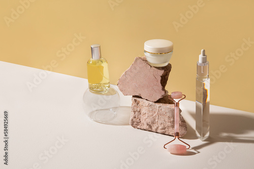 Skin care products still life composition photo