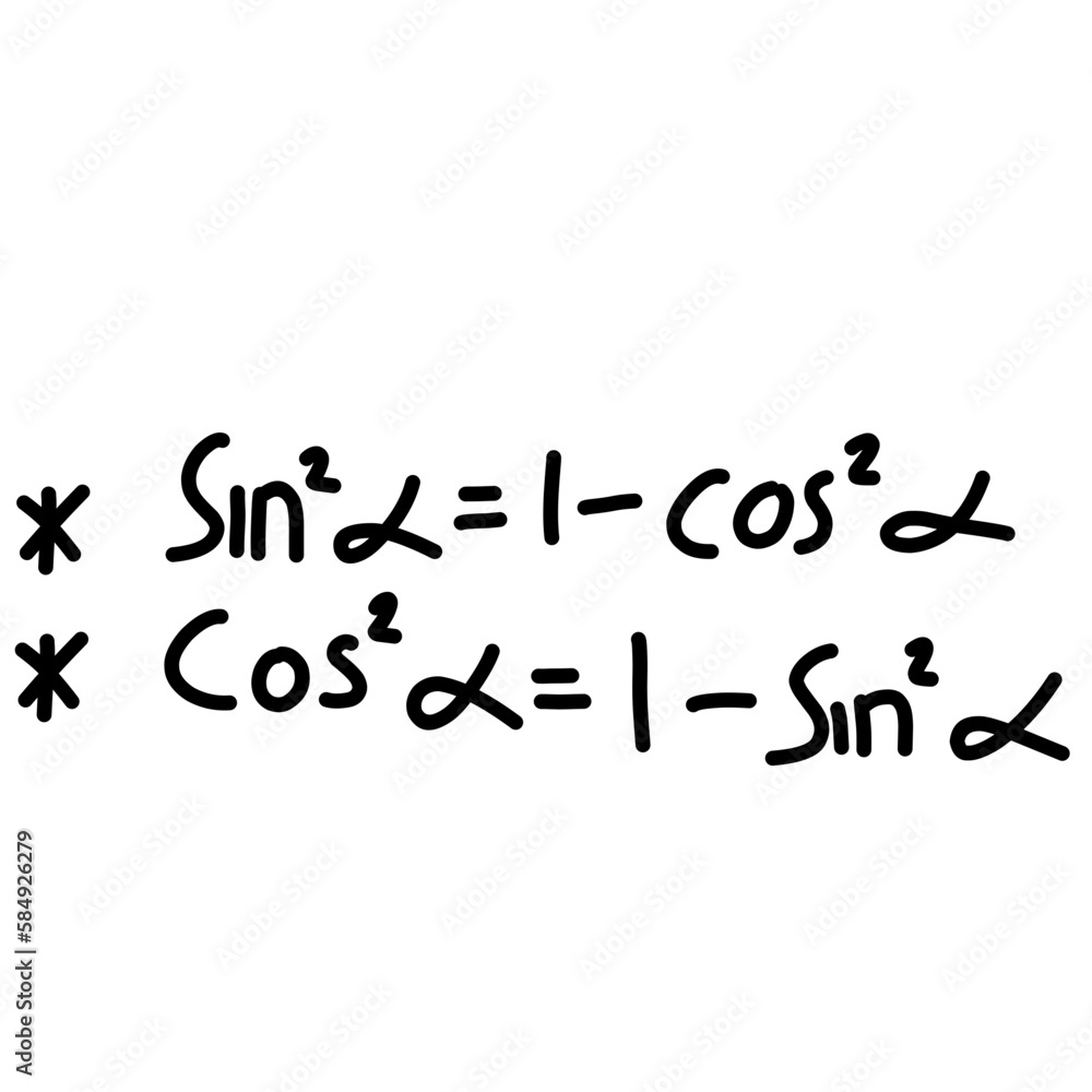 Simple math formulas written in handwritten style Simple math formulas written in handwritten style