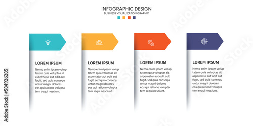 Steps business data visualization timeline process infographic template design with icons