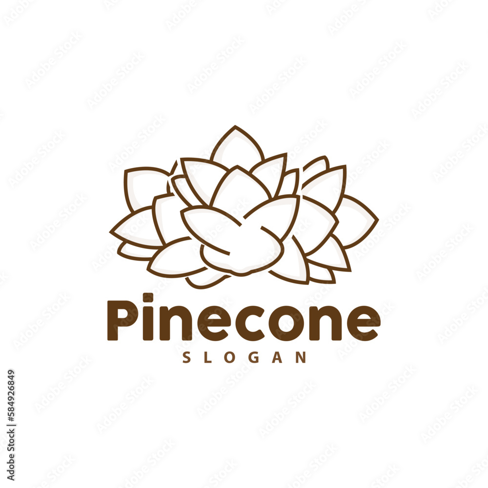 Fototapeta premium Pine Cone Logo, Elegant Luxury Pine Simple Design, Tree Acorn Icon Vector, Product Brand Illustration