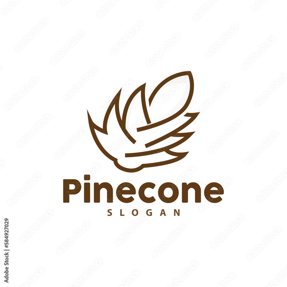 Fototapeta premium Pine Cone Logo, Elegant Luxury Pine Simple Design, Tree Acorn Icon Vector, Product Brand Illustration