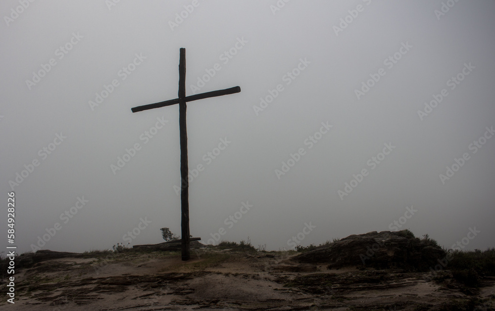 cross in the fog