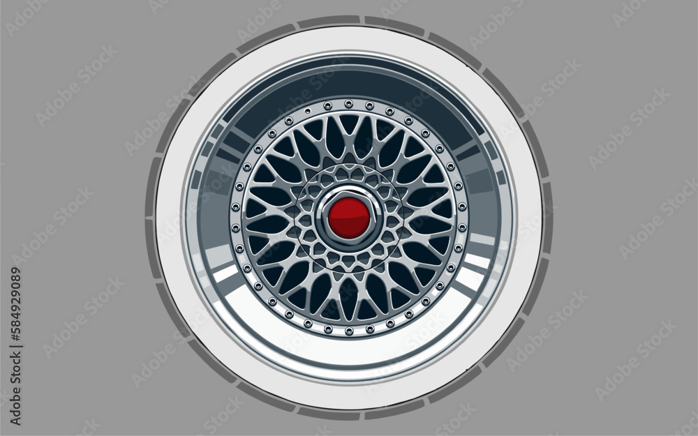 wheels gold silver, Car Wheel 3D illustration, Car wheel, set. Realistic design. Vector illustration - obrazy, fototapety, plakaty 