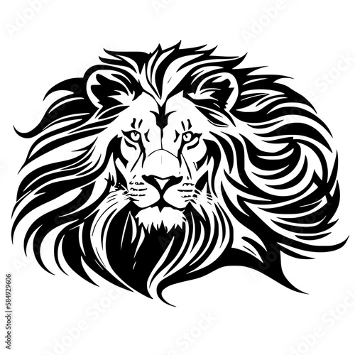 black and white of lion head