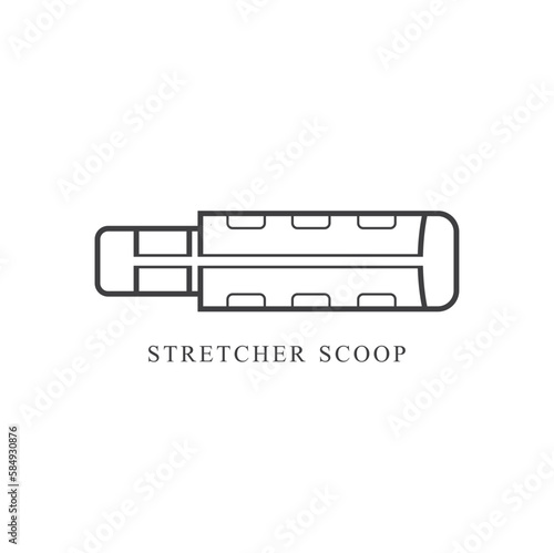 illustration of stretcher scoop, paramedic, vector art.