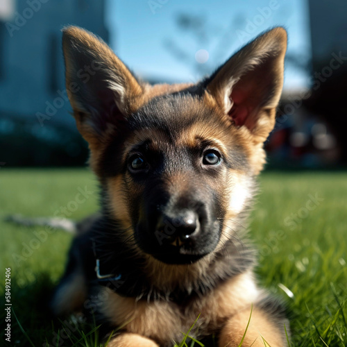 Active and Energetic: Stunning Close-Up of German Shepherd Puppy