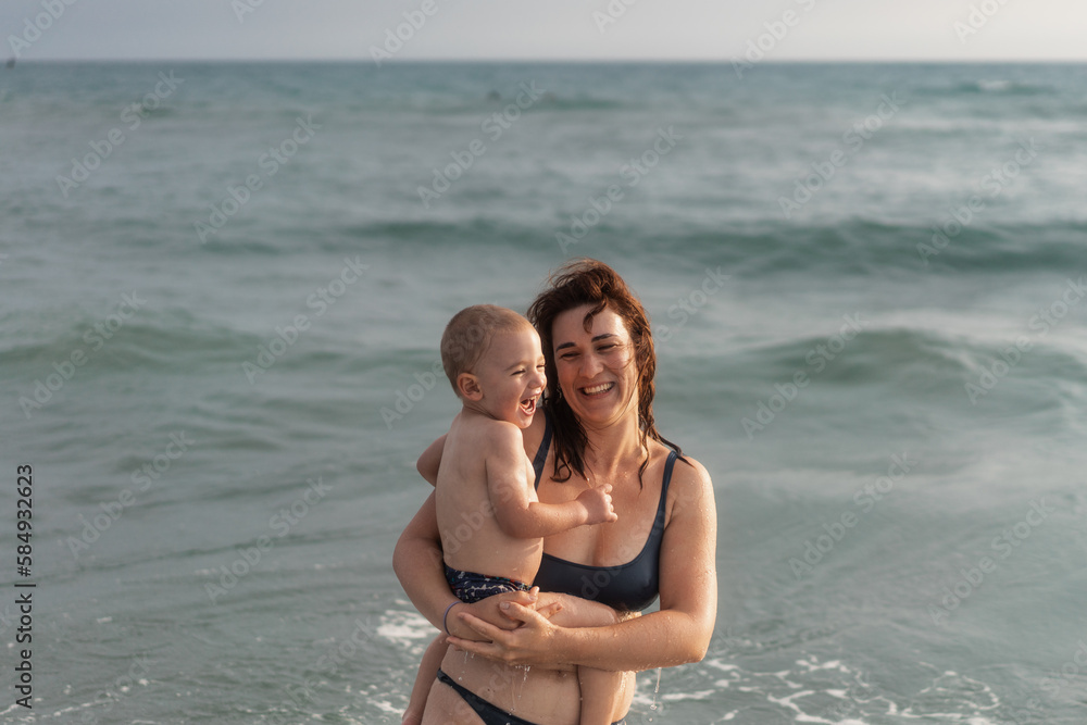 Portrait Of Happy Mother And Child In The Sea Portrait Of Happy Mother And Child In The Sea