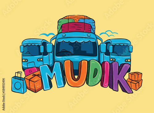 Mudik Logo Vector EPS 10. Mudik is Activities of migrant workers to return to their hometowns in Indonesia